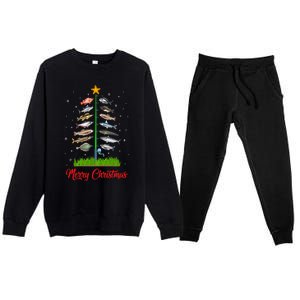 Merry Fishmas Christmas Tree Fish Fishing Premium Crewneck Sweatsuit Set