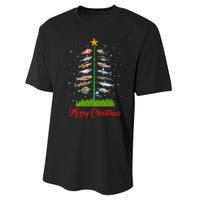 Merry Fishmas Christmas Tree Fish Fishing Performance Sprint T-Shirt