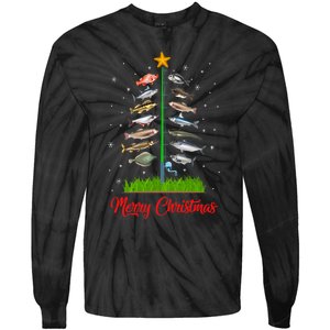 Merry Fishmas Christmas Tree Fish Fishing Tie-Dye Long Sleeve Shirt