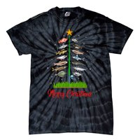 Merry Fishmas Christmas Tree Fish Fishing Tie-Dye T-Shirt