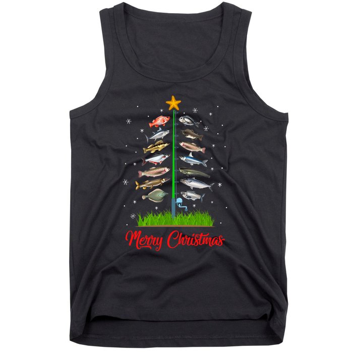 Merry Fishmas Christmas Tree Fish Fishing Tank Top