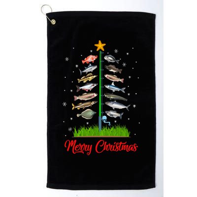 Merry Fishmas Christmas Tree Fish Fishing Golf Towel
