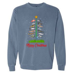 Merry Fishmas Christmas Tree Fish Fishing Garment-Dyed Sweatshirt