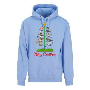 Merry Fishmas Christmas Tree Fish Fishing Unisex Surf Hoodie