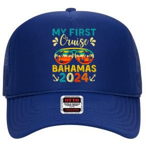 My First Cruise Bahamas 2024 Family Vacation Travel Ship High Crown Mesh Back Trucker Hat