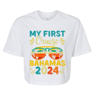 My First Cruise Bahamas 2024 Family Vacation Travel Ship Bella+Canvas Jersey Crop Tee