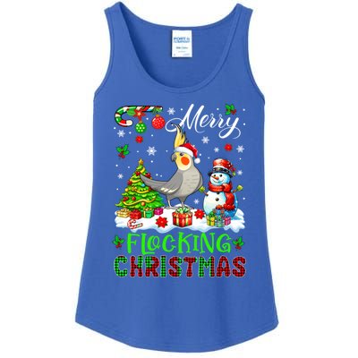 Merry Flocking Christmas Santa Cockatiel Xmas Snow Cool Gift Ladies Essential Tank