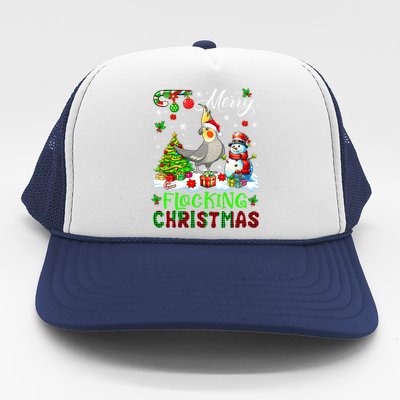 Merry Flocking Christmas Santa Cockatiel Xmas Snow Cool Gift Trucker Hat