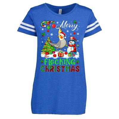 Merry Flocking Christmas Santa Cockatiel Xmas Snow Cool Gift Enza Ladies Jersey Football T-Shirt