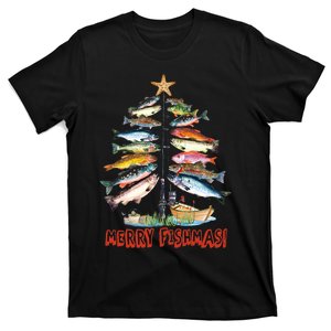 Merry Fishmas Christmas Tree Fish Fishing T-Shirt