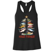 Merry Fishmas Christmas Tree Fish Fishing Women's Racerback Tank