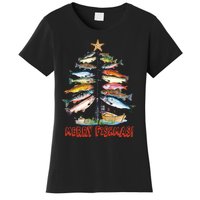 Merry Fishmas Christmas Tree Fish Fishing Women's T-Shirt