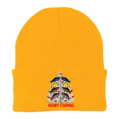 Merry Fishmas Christmas Tree Fish Fishing Fisherman Xmas Knit Cap Winter Beanie