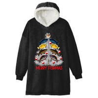 Merry Fishmas Christmas Tree Fish Fishing Fisherman Xmas Hooded Wearable Blanket