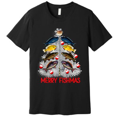 Merry Fishmas Christmas Tree Fish Fishing Fisherman Xmas Premium T-Shirt