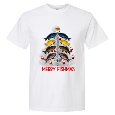 Merry Fishmas Christmas Tree Fish Fishing Fisherman Xmas Garment-Dyed Heavyweight T-Shirt