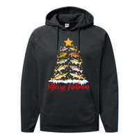 Merry Fishmas Christmas Tree Fish Fishing Fisherman Xmas Performance Fleece Hoodie