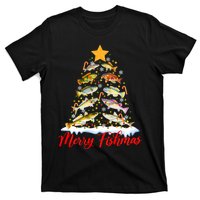 Merry Fishmas Christmas Tree Fish Fishing Fisherman Xmas T-Shirt