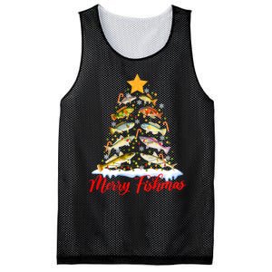 Merry Fishmas Christmas Tree Fish Fishing Fisherman Xmas Mesh Reversible Basketball Jersey Tank