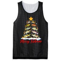 Merry Fishmas Christmas Tree Fish Fishing Fisherman Xmas Mesh Reversible Basketball Jersey Tank