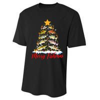 Merry Fishmas Christmas Tree Fish Fishing Fisherman Xmas Performance Sprint T-Shirt