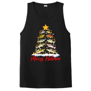 Merry Fishmas Christmas Tree Fish Fishing Fisherman Xmas PosiCharge Competitor Tank