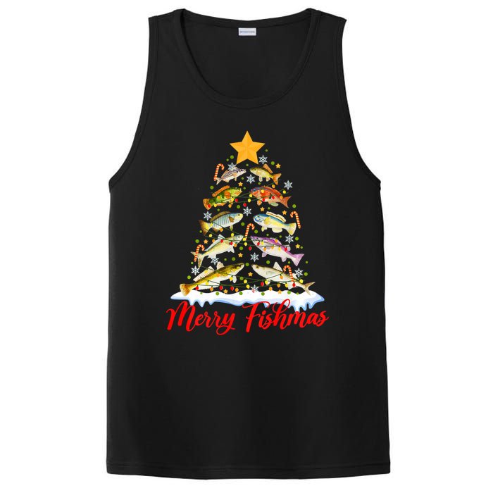 Merry Fishmas Christmas Tree Fish Fishing Fisherman Xmas PosiCharge Competitor Tank