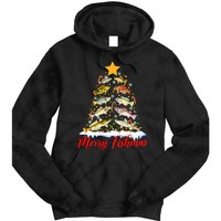 Merry Fishmas Christmas Tree Fish Fishing Fisherman Xmas Tie Dye Hoodie