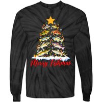 Merry Fishmas Christmas Tree Fish Fishing Fisherman Xmas Tie-Dye Long Sleeve Shirt