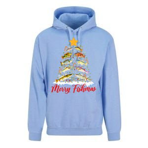 Merry Fishmas Christmas Tree Fish Fishing Fisherman Xmas Unisex Surf Hoodie