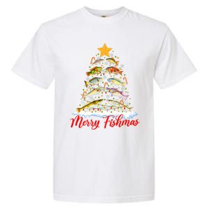 Merry Fishmas Christmas Tree Fish Fishing Fisherman Xmas Garment-Dyed Heavyweight T-Shirt