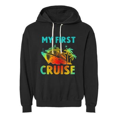 My First Cruise 2024 Group Family Vacation Ship Travel Garment-Dyed Fleece Hoodie