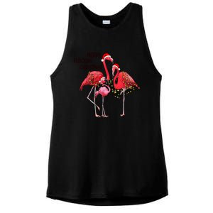 Merry Flocking Christmas Day Pink Flamingo Xmas Holidays Cool Gift Ladies PosiCharge Tri-Blend Wicking Tank