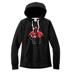 Merry Flocking Christmas Day Pink Flamingo Xmas Holidays Cool Gift Women's Fleece Hoodie