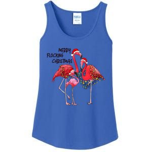 Merry Flocking Christmas Day Pink Flamingo Xmas Holidays Cool Gift Ladies Essential Tank