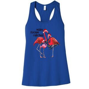 Merry Flocking Christmas Day Pink Flamingo Xmas Holidays Cool Gift Women's Racerback Tank