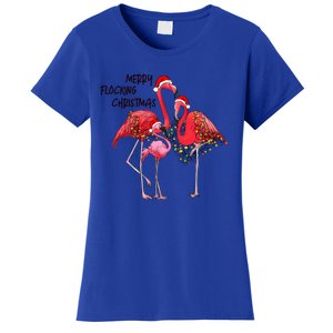 Merry Flocking Christmas Day Pink Flamingo Xmas Holidays Cool Gift Women's T-Shirt