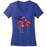 Merry Flocking Christmas Day Pink Flamingo Xmas Holidays Cool Gift Women's V-Neck T-Shirt