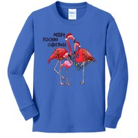 Merry Flocking Christmas Day Pink Flamingo Xmas Holidays Cool Gift Kids Long Sleeve Shirt