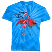 Merry Flocking Christmas Day Pink Flamingo Xmas Holidays Cool Gift Kids Tie-Dye T-Shirt