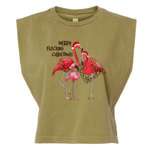 Merry Flocking Christmas Day Pink Flamingo Xmas Holidays Cool Gift Garment-Dyed Women's Muscle Tee