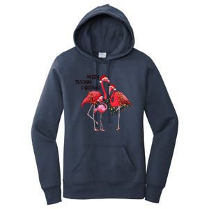 Merry Flocking Christmas Day Pink Flamingo Xmas Holidays Cool Gift Women's Pullover Hoodie