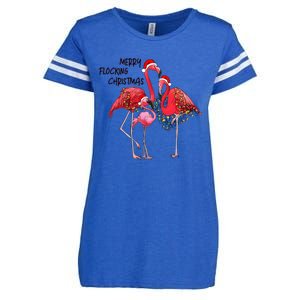 Merry Flocking Christmas Day Pink Flamingo Xmas Holidays Cool Gift Enza Ladies Jersey Football T-Shirt