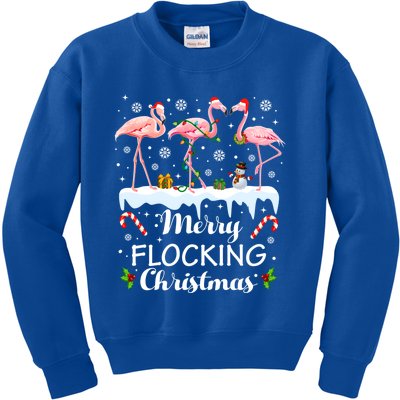 Merry Flocking Christmas Santa Flamingo Funny Xmas Pajamas Gift Kids Sweatshirt