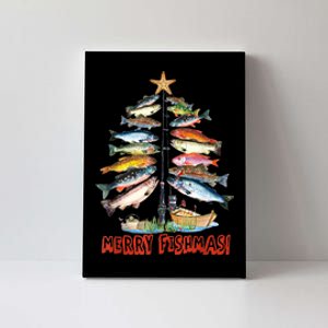 Merry Fishmas Christmas Tree Fish Funny Fishing Canvas