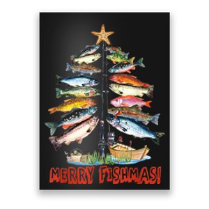 Merry Fishmas Christmas Tree Fish Funny Fishing Poster