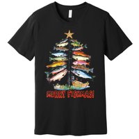 Merry Fishmas Christmas Tree Fish Funny Fishing Premium T-Shirt