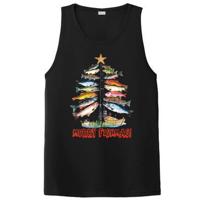 Merry Fishmas Christmas Tree Fish Funny Fishing PosiCharge Competitor Tank