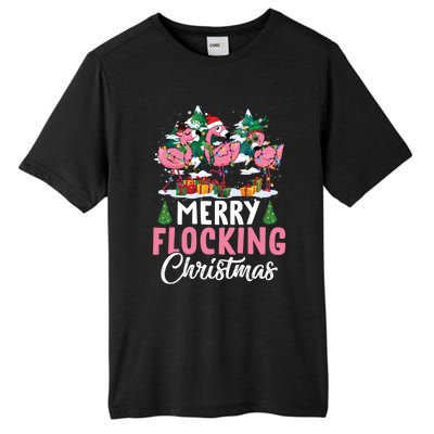 Merry Flocking Christmas Flamingo Pink In Santa Hat Gift Fun Gift Tall Fusion ChromaSoft Performance T-Shirt