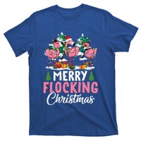 Merry Flocking Christmas Flamingo Pink In Santa Hat Gift Fun Gift T-Shirt